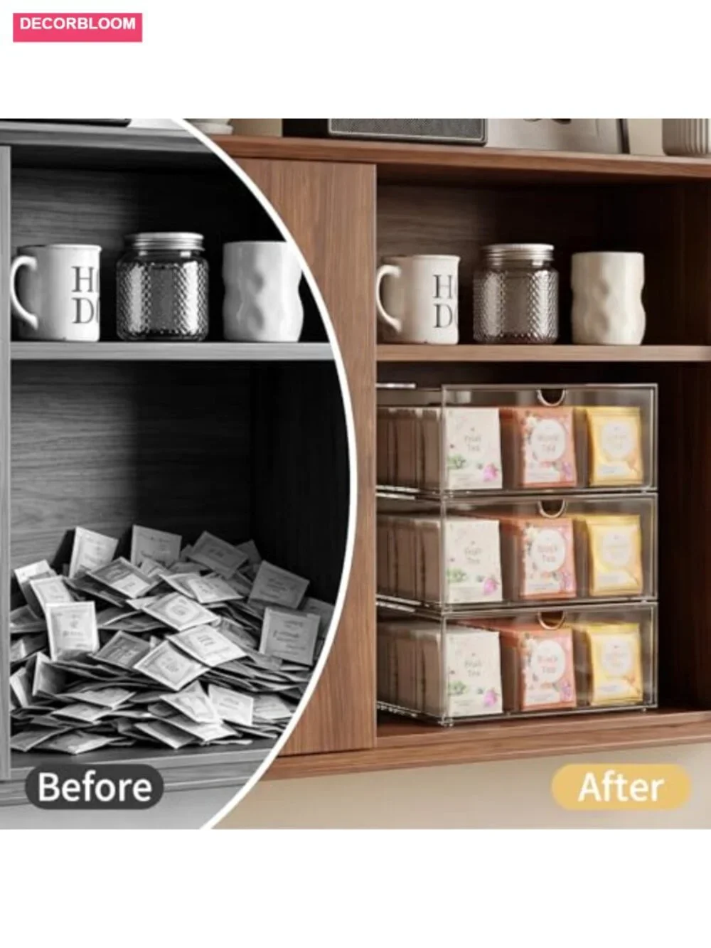 Clear Plastic Drawer Organizer with Dividers - Stackable Storage for Kitchen